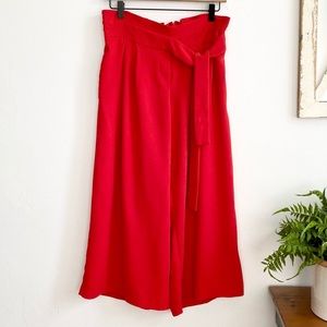Carolina Belle Red Paper Bag Waist Palazzo Pants 8